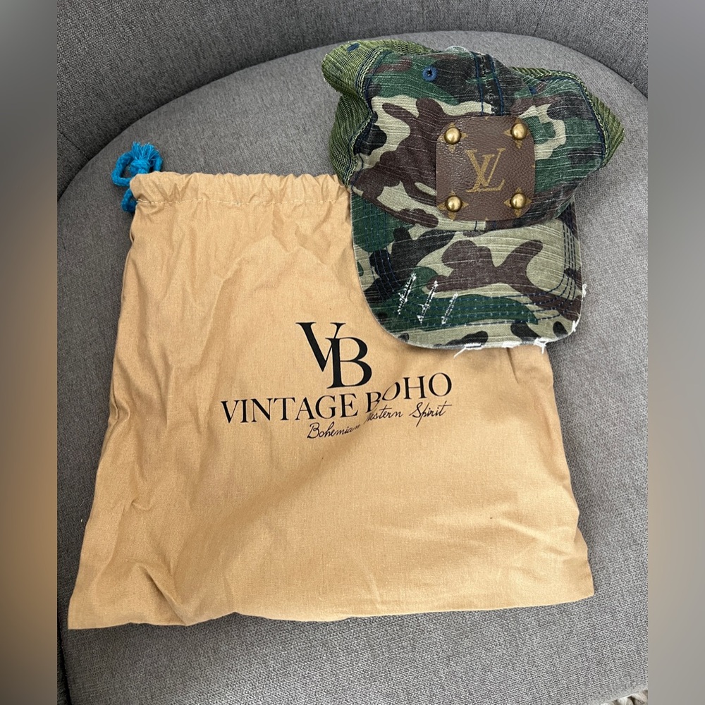 Vintage boho repurposed LV cap